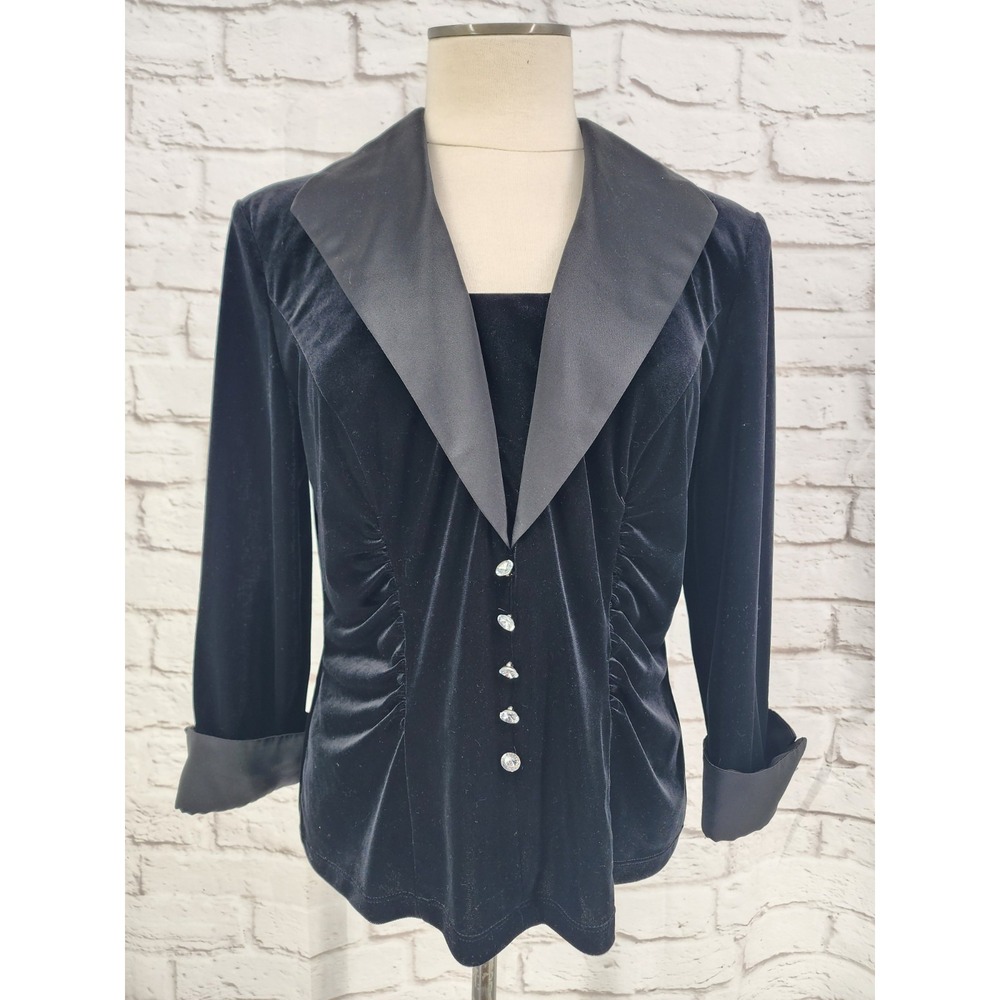 Vintage Formal Velvet Top Women 14 Gothic Dark‎ Romance Rhinestone Vamp JR Nites